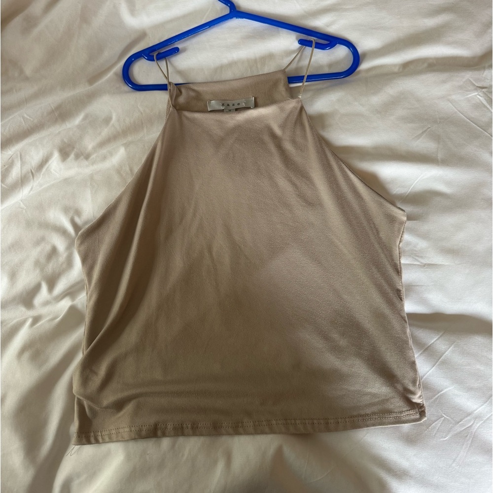 Tan Cropped Tank Top